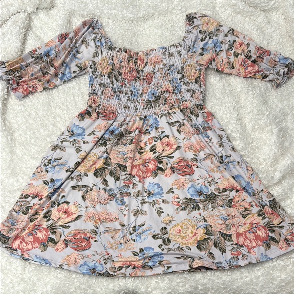 Floral Junior’s Dress with Smocked Bodice Sz Medium - Nordstrom